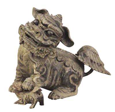 清代太狮少狮瓷塑鉴赏