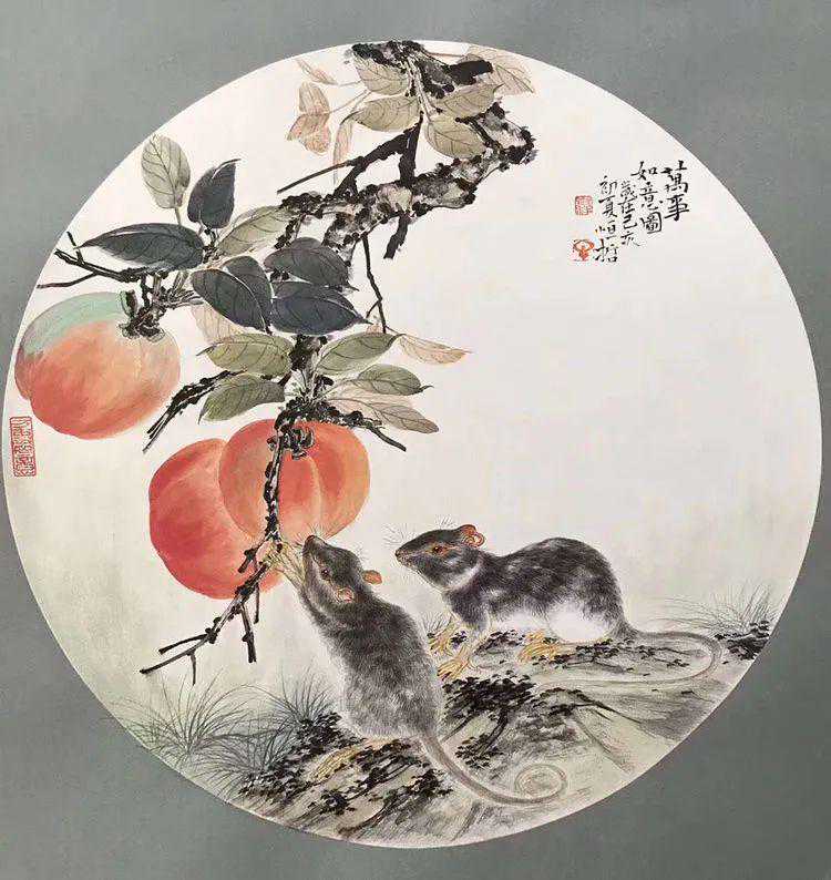 观他的花鸟画，让人沐浴在诗意盎然的氛围中