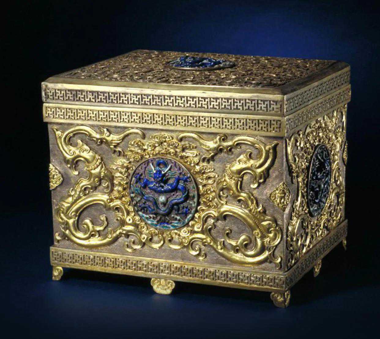 国内博物馆藏品｜乾隆款银鎏金嵌珐琅砚盒